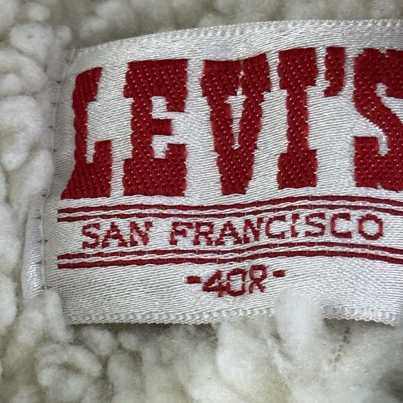 Vintage 80s Levis Sherpa Lined Denim Trucker Jacket Men 40R USA Jean Patches - Picture 13 of 16